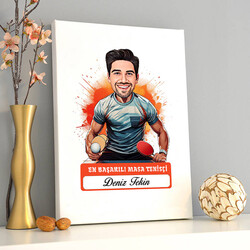 Karikatürlü En Yakışıklı Masa Tenisçisi Kanvas Tablo - 2