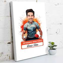 Karikatürlü En Yakışıklı Masa Tenisçisi Kanvas Tablo - 1