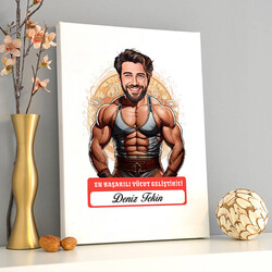 Karikatürlü En Yakışıklı Vücut Geliştirici Kanvas Tablo - 2