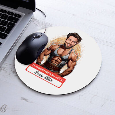 Karikatürlü En Yakışıklı Vücut Geliştirici Mousepad - 1