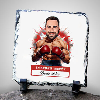 Karikatürlü Erkek Boksör Dekoratif Taş - 1