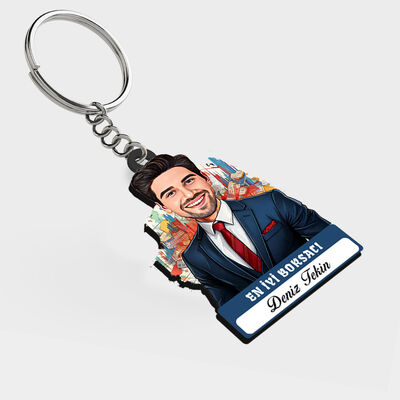 Karikatürlü - Erkek Borsacı İsimli Anahtarlık - 1