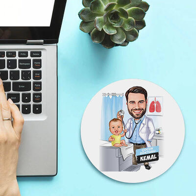 Karikatürlü Erkek Çocuk Doktoru Mousepad - 1