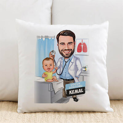 Karikatürlü Erkek Çocuk Doktoru Yastık - 1