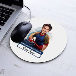 Karikatürlü Erkek Curling Oyuncusu Mousepad - 1