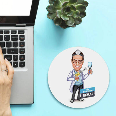 Karikatürlü Erkek Diş Doktoru Mousepad - 1