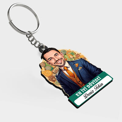 Karikatürlü - Erkek Dövizci İsimli Anahtarlık - 1