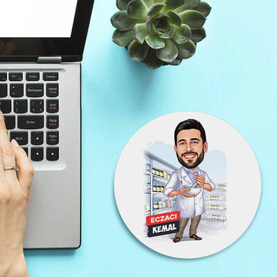 Karikatürlü Erkek Eczacı Tasarımlı Mousepad - 1