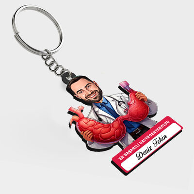 Karikatürlü - Erkek Gastroenterolog İsimli Anahtarlık - 1