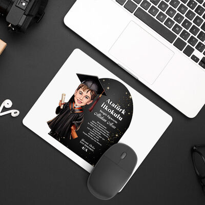 Karikatürlü Erkek İlkokul Öğrencisi Mezuniyet Mousepad - 1