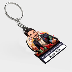 Karikatürlü - Erkek Poker Oyuncusu İsimli Anahtarlık