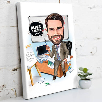 Karikatürlü Erkek Profesör Kanvas Tablo - 1