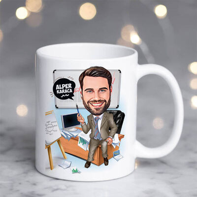 Karikatürlü Erkek Profesör Kupa Bardak - 1