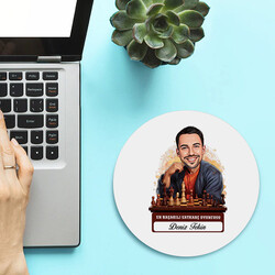 Karikatürlü Erkek Satranç Oyuncusu Mousepad - 2