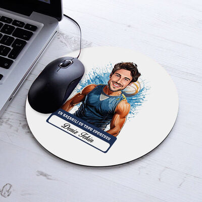 Karikatürlü Erkek Su Topu Oyuncusu Mousepad - 1