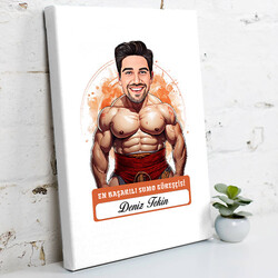 Karikatürlü Erkek Sumo Güreşçisi Kanvas Tablo - 1