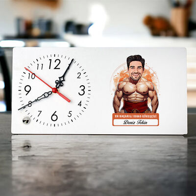 Karikatürlü Erkek Sumo Güreşçisi Masa Saati - 1