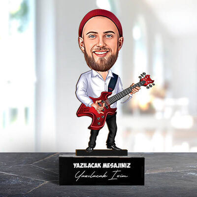 Karikatürlü Gitarist Erkek Masa Biblosu - 1