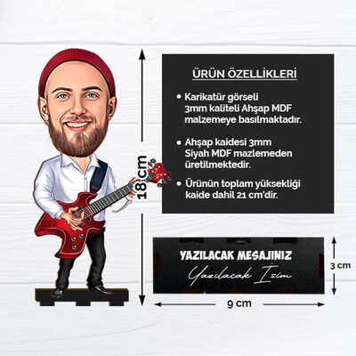 Karikatürlü Gitarist Erkek Masa Biblosu - 2