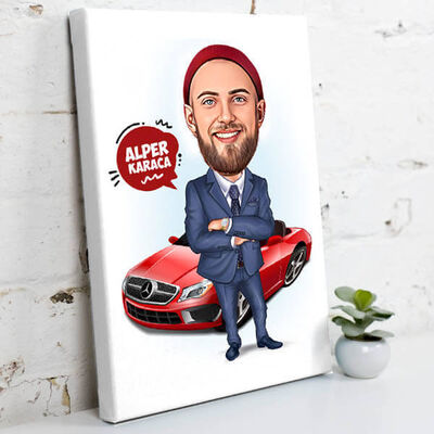 Karikatürlü Havalı Erkek Kanvas Tablo - 1