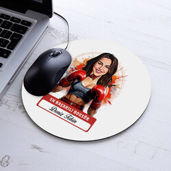 Karikatürlü Kadın Boksör Mousepad - 1
