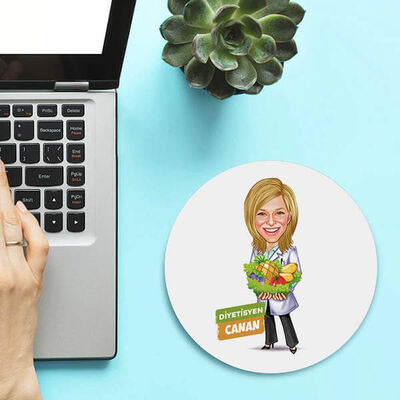 Karikatürlü Kadın Diyetisyen Doktor Mousepad - 1