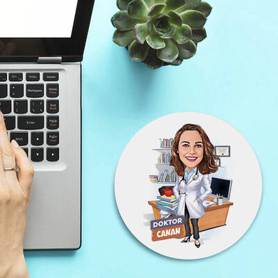 Karikatürlü Kadın Doktor Tasarımlı Mousepad - 1