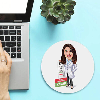 Karikatürlü Kadın Göz Doktoru Mousepad - 1