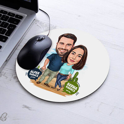 Karikatürlü Kanyondaki Sevgililer Mousepad - 1