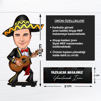 Karikatürlü Meksikalı Kostümlü Erkek Masa Biblosu - 2