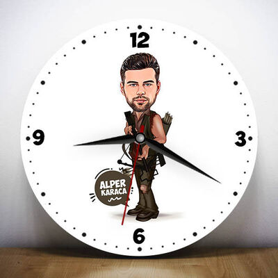 Karikatürlü Okçu Erkek Duvar Saati - 1