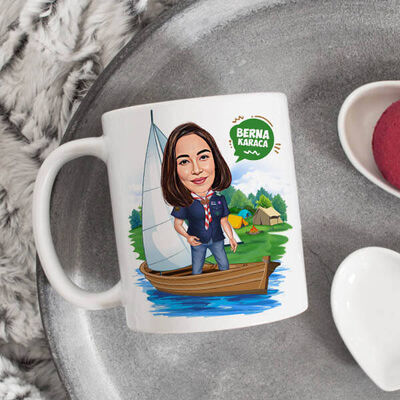 Karikatürlü Sandaldaki Kadın Kupa Bardak - 1