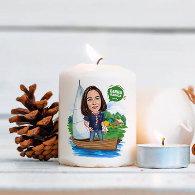 Karikatürlü Sandaldaki Kadın Mum - 1
