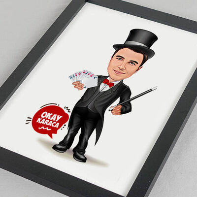 Karikatürlü Sihirbaz Erkek Resim Çerçevesi - 1