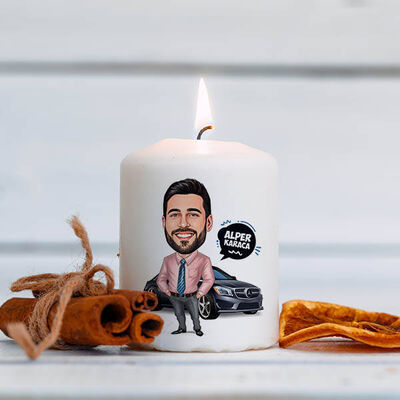 Karikatürlü Siyah Arabalı Erkek Mum - 1