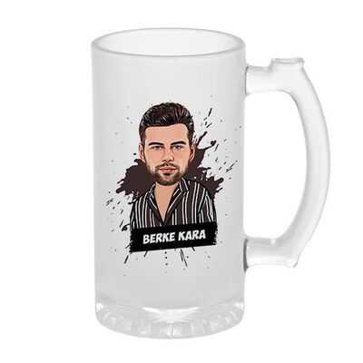 Karikatürlü Tasarım Erkeğe Hediye Bira Bardağı - 1