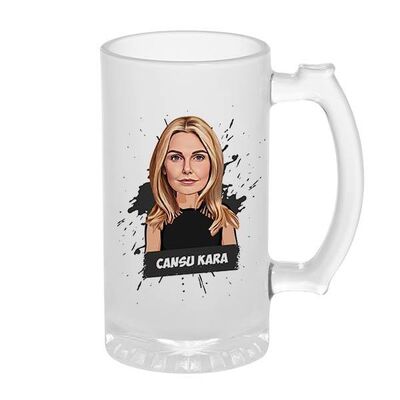 Karikatürlü Tasarım Kadına Hediye Bira Bardağı - 1