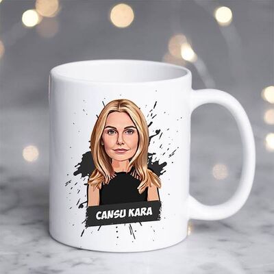 Karikatürlü Tasarım Kadına Hediye Kupa Bardak - 1