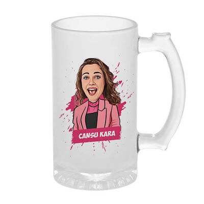 Karikatürlü Tasarım Kız Arkadaşa Hediye Bira Bardağı - 1