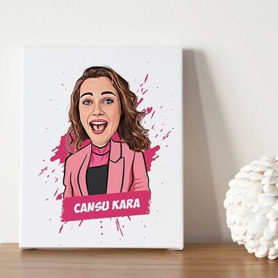 Karikatürlü Tasarım Kız Arkadaşa Hediye Kanvas - 1