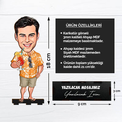 Karikatürlü Tatil Yapan Erkek Masa Biblosu - 2