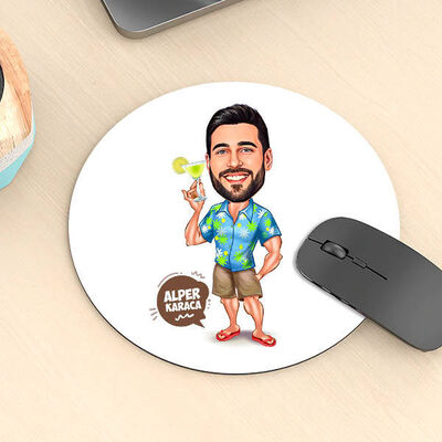 Karikatürlü Tatil Yapan Erkek Mousepad - 1