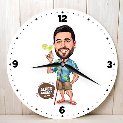 Karikatürlü Tatili Çok Severim Duvar Saati - 1