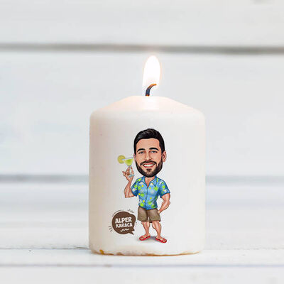 Karikatürlü Tatili Çok Severim Mum - 1