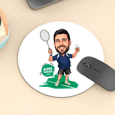 Karikatürlü Tenis Oyuncusu Erkek Mousepad - 1