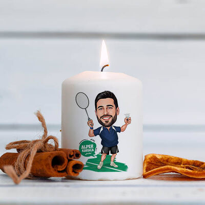Karikatürlü Tenis Oyuncusu Erkek Mum - 1