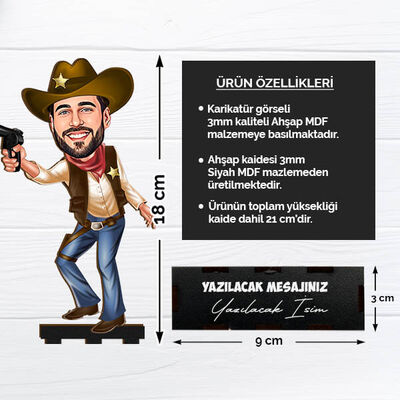 Karikatürlü Vahşi Batı Temalı Masa Biblosu - 2