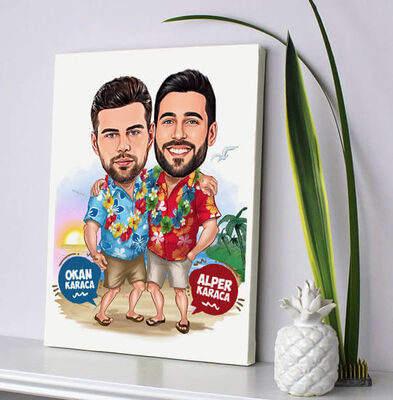 Karikatürlü Yakın Dostlar Kanvas Tablo - 1
