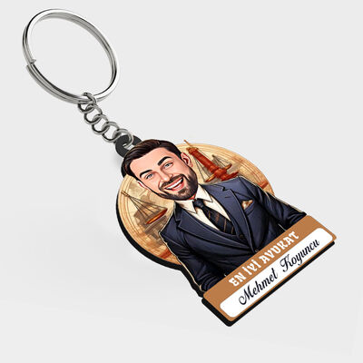 Karikatürlü - Yakışıklı Erkek Avukat İsimli Anahtarlık - 1