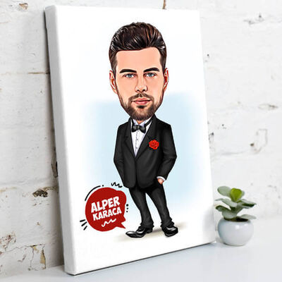 Karikatürlü Yakışıklı Erkek Kanvas Tablo - 1